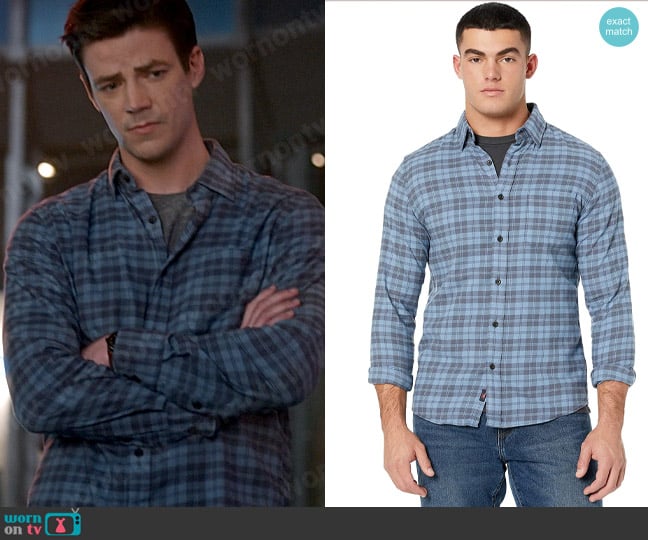 Faherty Movement Featherweight Twill in Blue Ash Plaid worn by Barry Allen (Grant Gustin) on The Flash