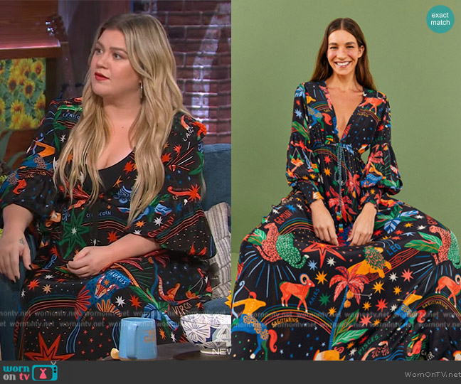 Farm Rio Zodiac Maxi Dress worn by Kelly Clarkson on The Kelly Clarkson Show