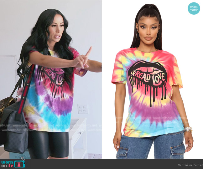 Fashion Nova Spread Love Tie Dye Tee worn by  on The Real Housewives of New Jersey