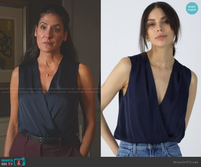 Favorite Daughter The Sleeveless Date Blouse worn by Carrie Walsh (Alicia Coppola) on 9-1-1