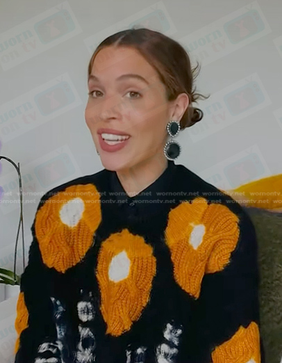 Cleo Wade's black and orange floral knit sweater on Today