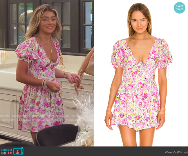 For Love and Lemons Paulina Puff Sleeve Mini Dress worn by Gia Giudice on The Real Housewives of New Jersey