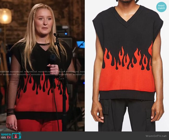 Forever 21 Flame Sweater Vest worn by Ana Heichel on The Voice