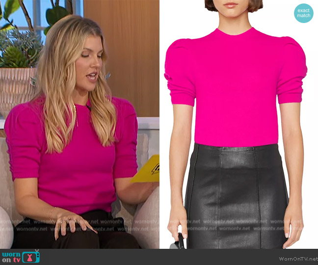 Frame Ruched Puff Sleeve Sweater worn by Amanda Kloots on The Talk