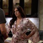 Gabi’s pink floral short robe on Days of our Lives