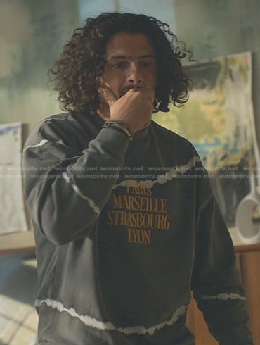 Gael's grey tie dye sweatshirt on Good Trouble