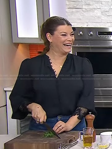 Gail Simmons’s black lace-cuff blouse on Today