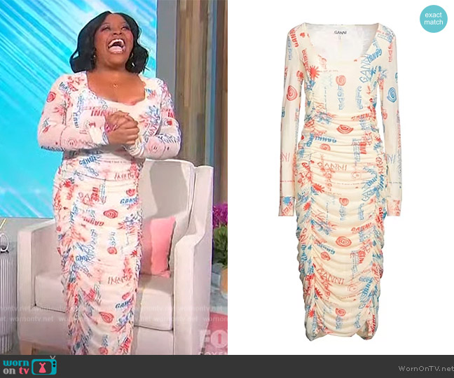 WornOnTV: Sherri’s white printed ruched dress on Sherri | Sherri ...