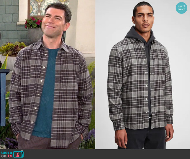 Gap 100% Organic Cotton Midweight Flannel Shirt worn by Dave Johnson (Max Greenfield) on The Neighborhood