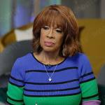 Gayle King’s multi color striped dress on CBS Mornings