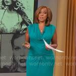 Gayle King’s turquoise cowl neck dress on CBS Mornings