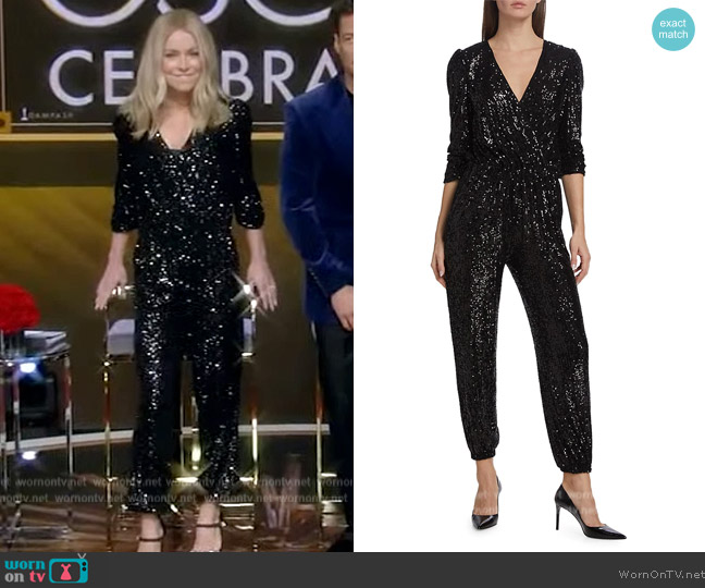 Generation Love Meadow Sequin Jumpsuit worn by Kelly Ripa on Live with Kelly and Ryan