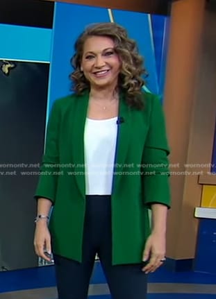 Ginger's green open jacket on Good Morning America