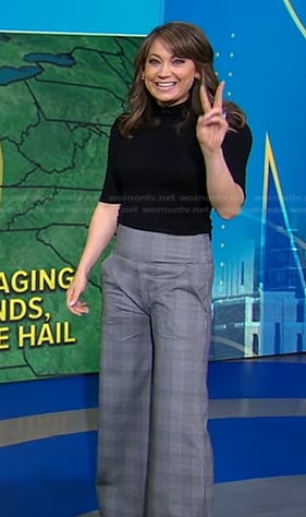 Ginger's grey plaid wide-leg pants on Good Morning America