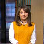 Ginger’s yellow cable knit vest on Good Morning America