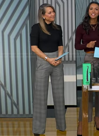 Ginger's grey plaid wide-leg pants on Good Morning America