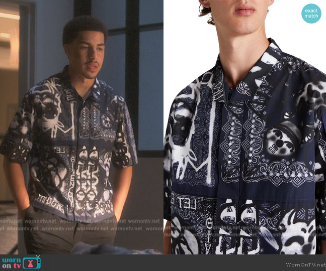Givenchy X Chito Men's Graphic Bandana Sport Shirt worn by Andre Johnson, Jr. (Marcus Scribner) on Grown-ish
