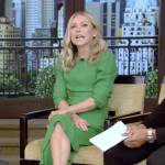 Kelly’s green side button detail dress on Live with Kelly and Ryan