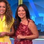 Gretta Monahan’s red floral strappy dress on The View