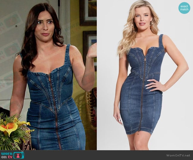 Guess Eco Lilamor Denim Dress worn by Gabi Hernandez (Camila Banus) on Days of our Lives