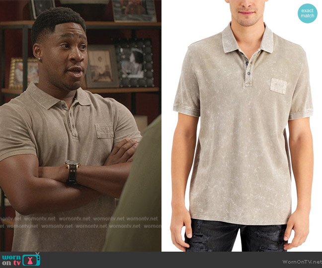 Guess Farley Polo worn by Anthony Holmes (Aaron Jennings) on Grand Crew