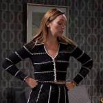 Gwen’s black striped cardigan and skirt on Days of our Lives