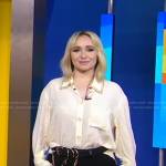 Hayden Panettiere’s ivory chain trimmed blouse on Good Morning America