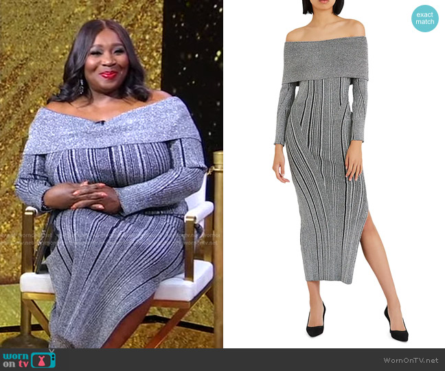 Herve Leger Metallic Off-The-Shoulder Dress worn by Bevy Smith on Good Morning America
