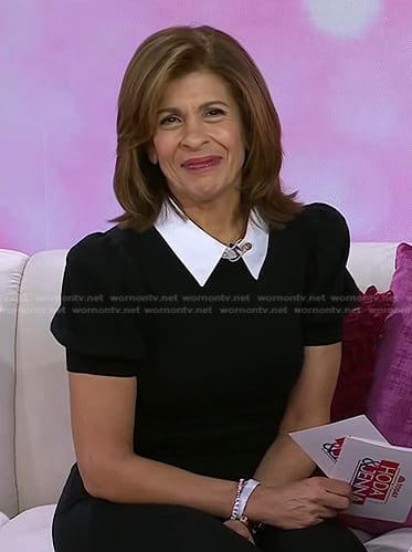 Hoda’s black puff sleeve collared sweater on Today