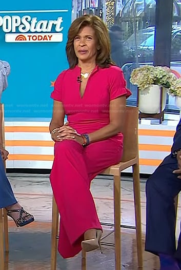 Hoda’s pink short sleeve jumpsuit on Today