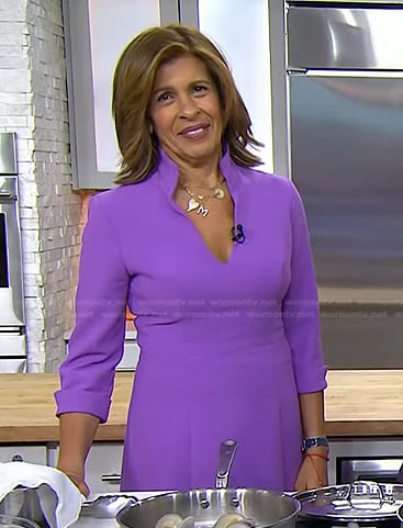 Hoda’s purple v-neck midi dress on Today