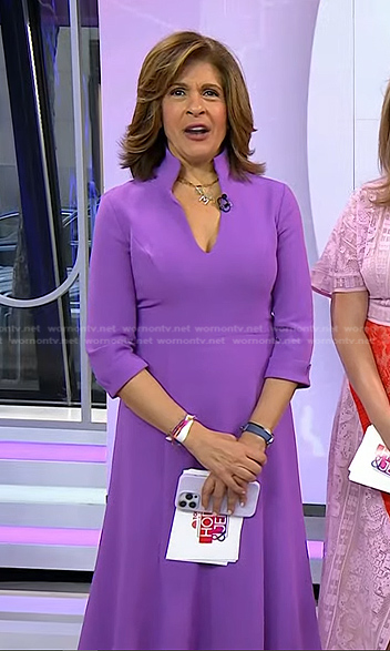 Hoda’s purple v-neck midi dress on Today