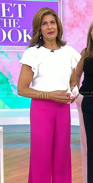 Wornontv Hoda S White Top And Pink Wide Leg Pants On Today Hoda Kotb Clothes And Wardrobe