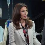 Hope’s black printed shirt and plaid blazer on Days of our Lives