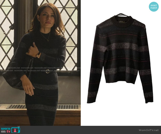 House Of Harlow 1960 Metallic Stripe Sweater worn by Billie Connelly (Sara Shari) on Sex/Life