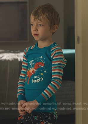 Hudson's Dinosaur print pajamas on Sex/Life