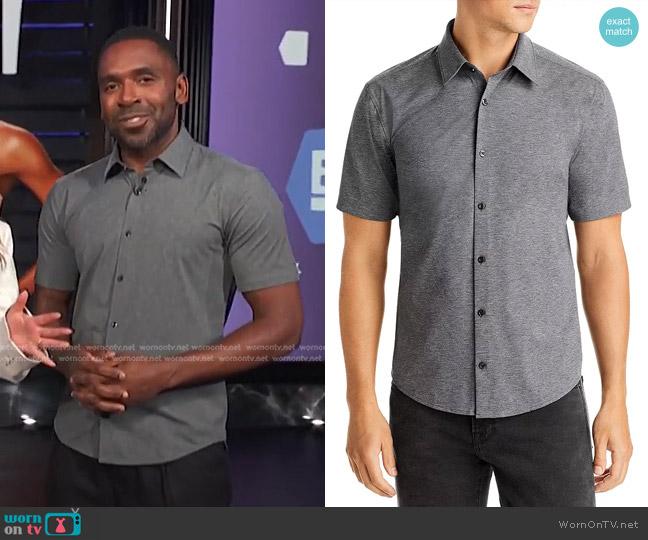 Hugo Boss Ermino Slim Fit Short Sleeve Shirt worn by Justin Sylvester on E! News