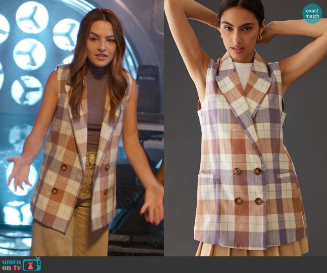 Hutch at Anthropologie Longline Vest worn by Allegra Garcia (Kayla Compton) on The Flash