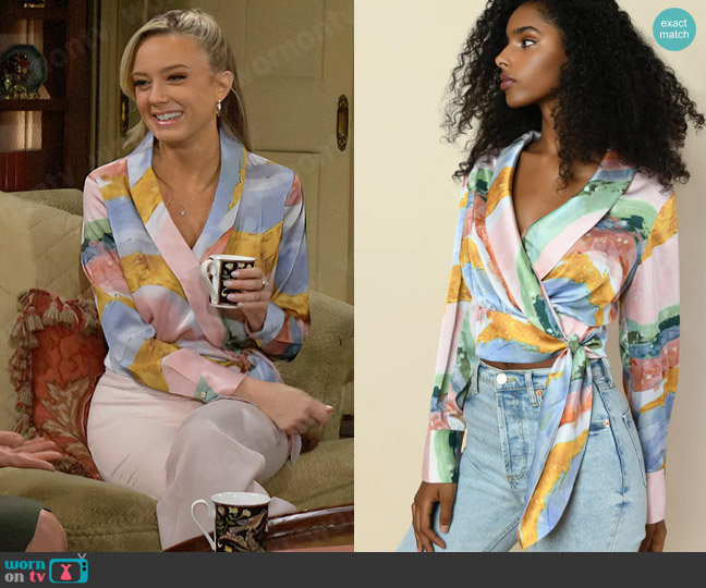 Hutch Nyla Top in Brushstroke worn by Abby Newman (Melissa Ordway) on The Young and the Restless