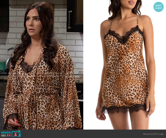 In Bloom by Jonquil Angela Leopard Print Cross Back Chemise worn by Gabi Hernandez (Camila Banus) on Days of our Lives