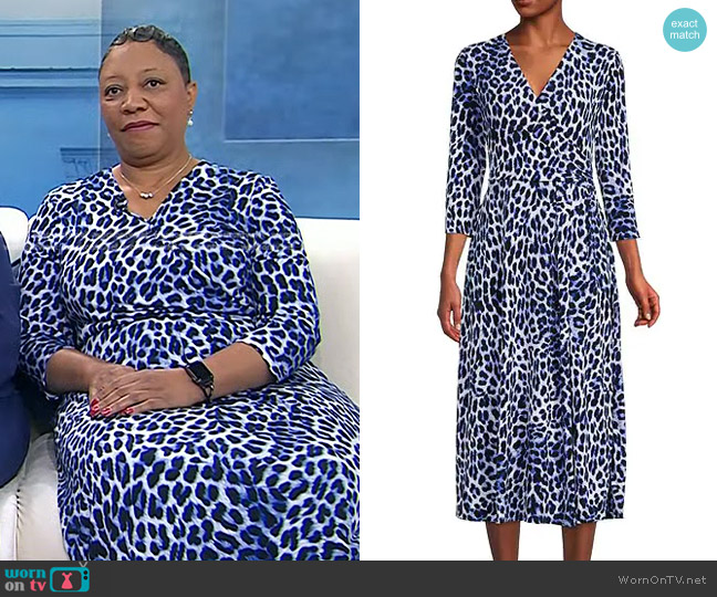 Investments Soft Separates Leopard Faux Wrap Midi Dress worn by Amie Williams on Today