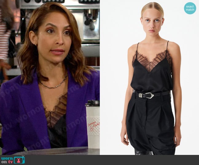 IRO Berwyn Cami in Black worn by Lily Winters (Christel Khalil) on The Young and the Restless