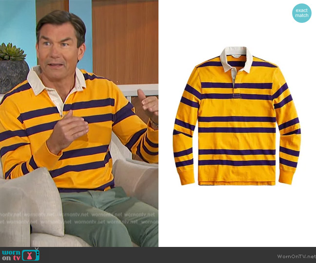 J. Crew Rugby Stripe Polo Shirt worn by Jerry O'Connell on The Talk