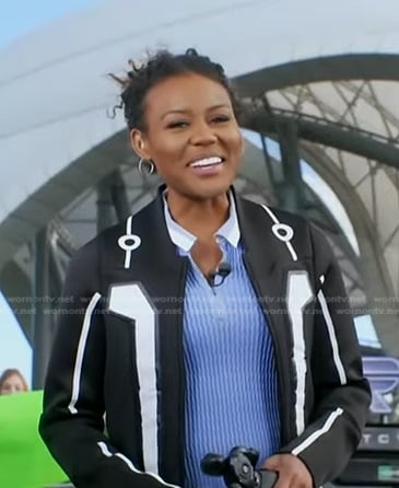 Janai’s blue zip polo on Good Morning America