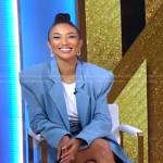 Jeannie Mai’s blue oversized blazer and shorts on Good Morning America