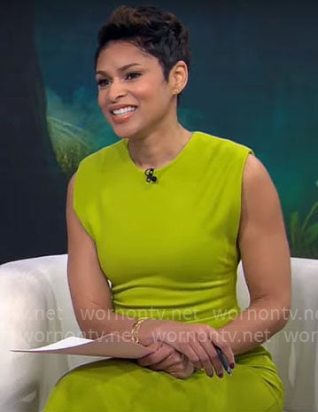 Jericka Duncan’s lime green dress on CBS Mornings