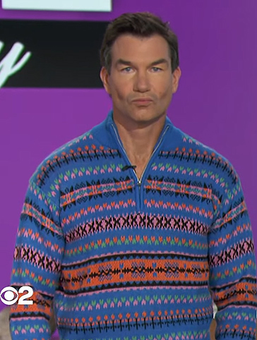 Jerry's blue fair isle sweater on The Talk