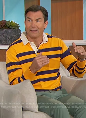 Jerry's yellow stripe rugby shirt on The Talk