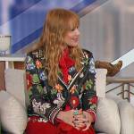 Jewel’s black floral embroidered jacket on The Talk