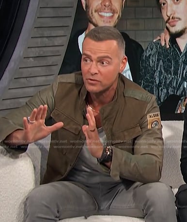 WornOnTV: Joey Lawrence’s khaki leather sleeve military jacket on E ...